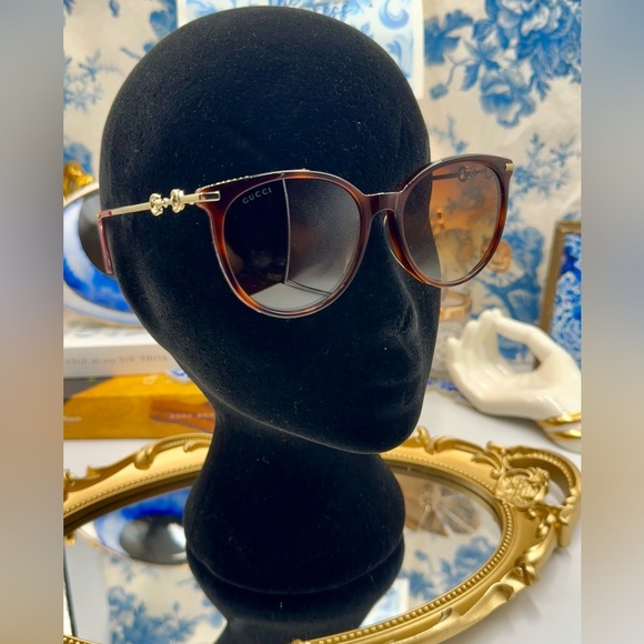 🆕 GUCCI 🧿 NWOT GG0885SA002 Acetate Cat Eye Horsebit Sunglasses, Brown Gradient - Picture 6 of 15